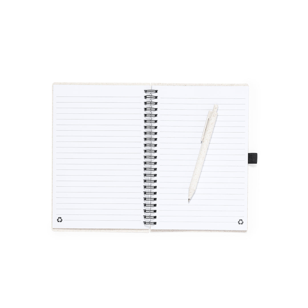 Set libreta y bolígrafo caña de trigo