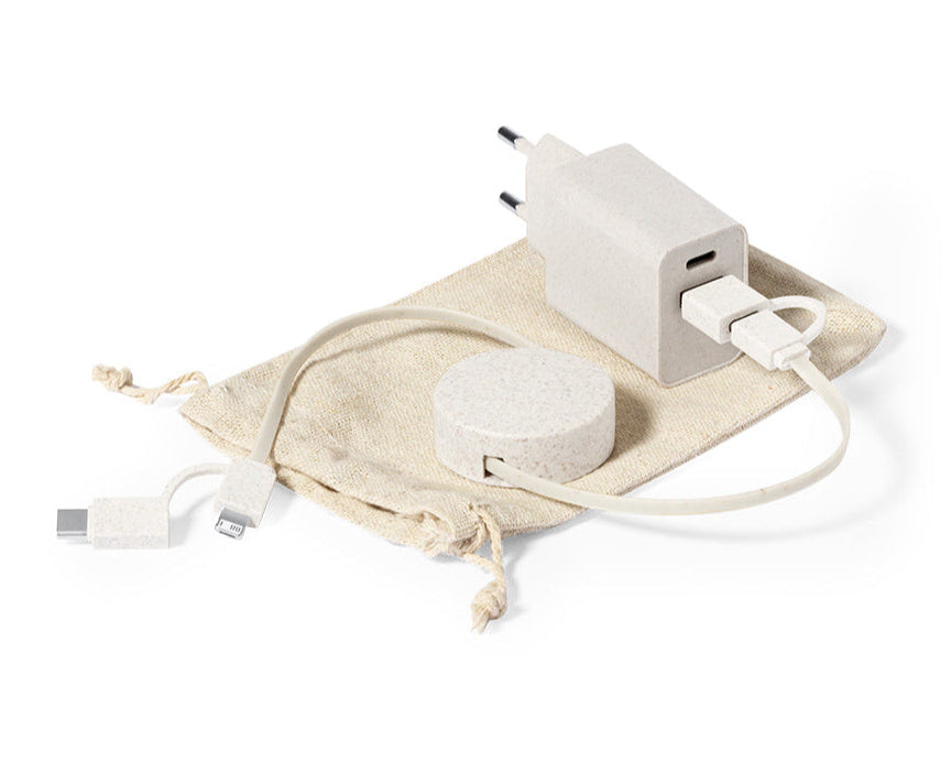 Set de cargador con cable caña de trigo