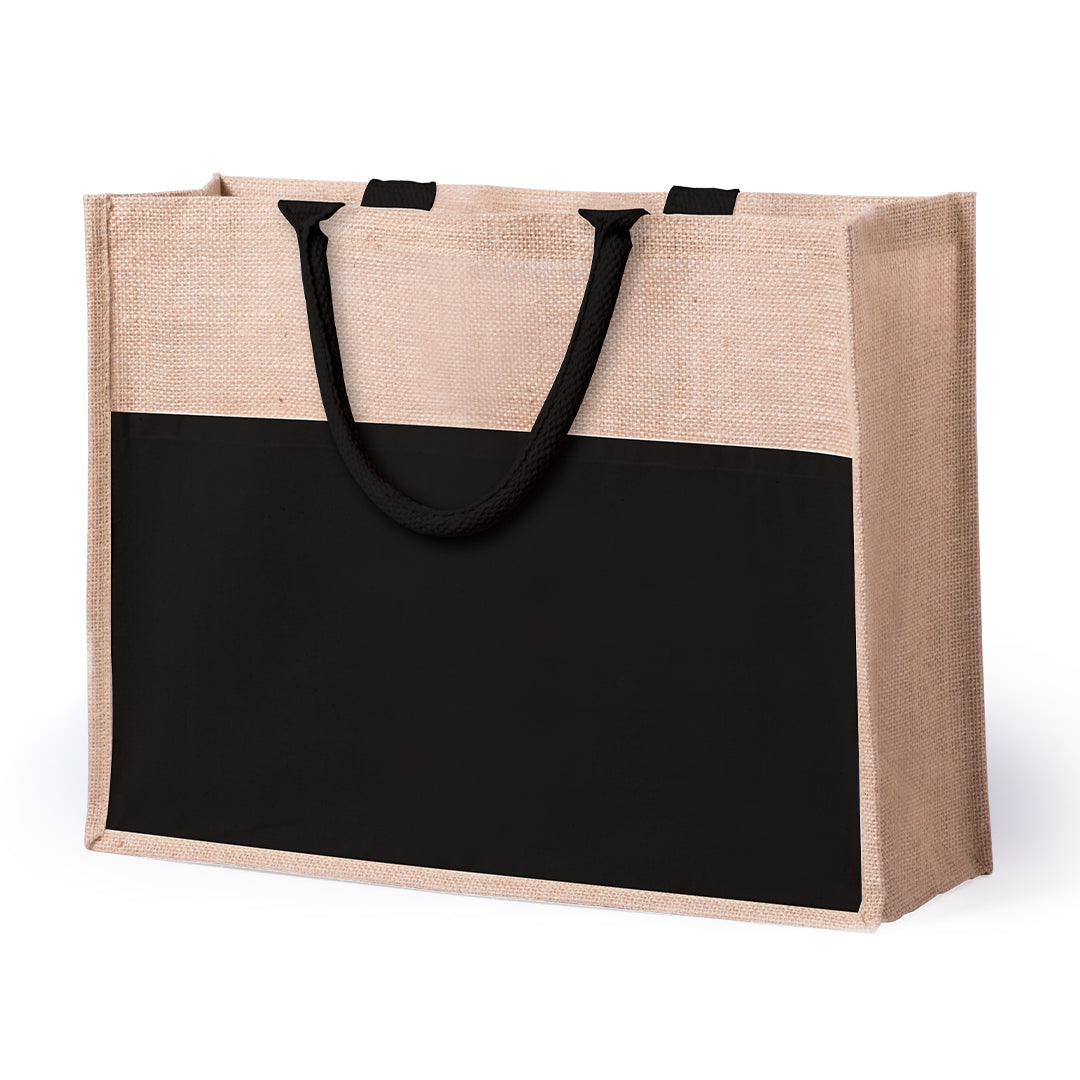 Jute bag with cotton front pocket