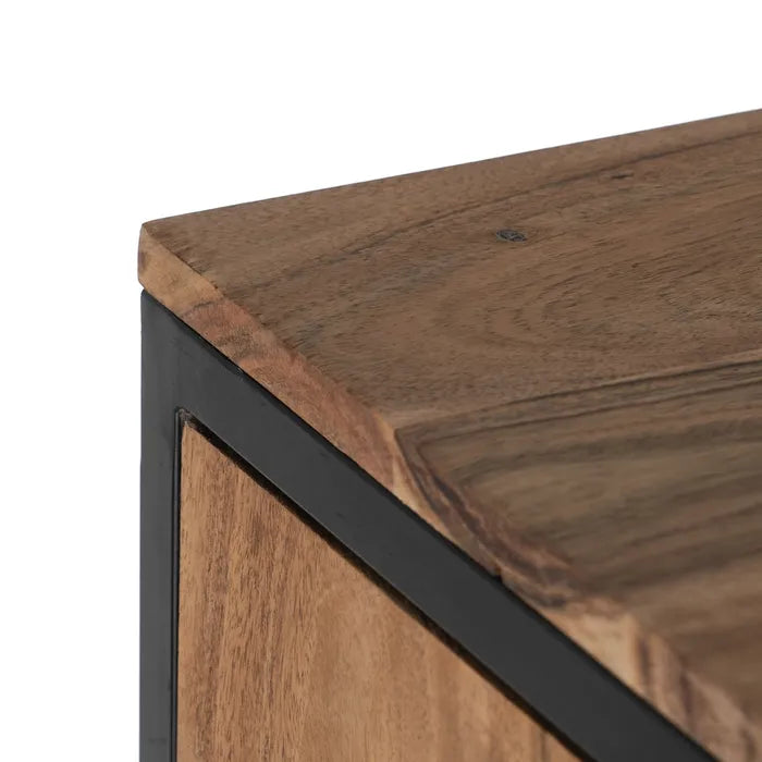 NATURAL WOOD-METAL CABINET 90 X 45 X 190 CM