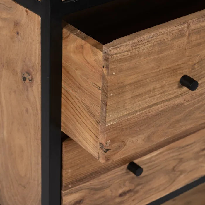 NATURAL WOOD-METAL CABINET 90 X 45 X 190 CM