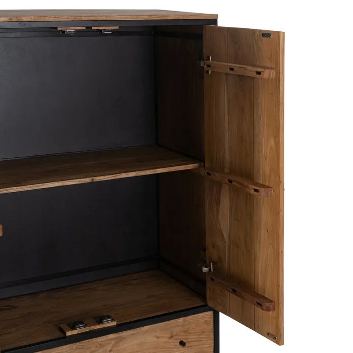 NATURAL WOOD-METAL CABINET 90 X 45 X 190 CM