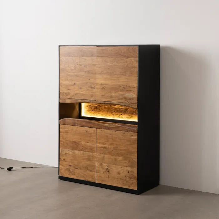 LED WOOD-METAL CABINET 100 X 40 X 147 CM