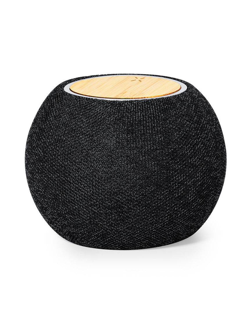 Altavoz con Carga Qi 15W, Bluetooth y Diseño en Bambú y RPET