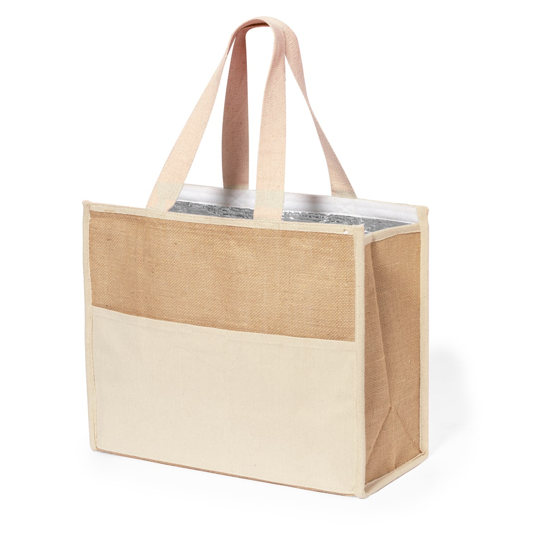 Bolsa nevera ecológica de yute y algodón con interior de aluminio