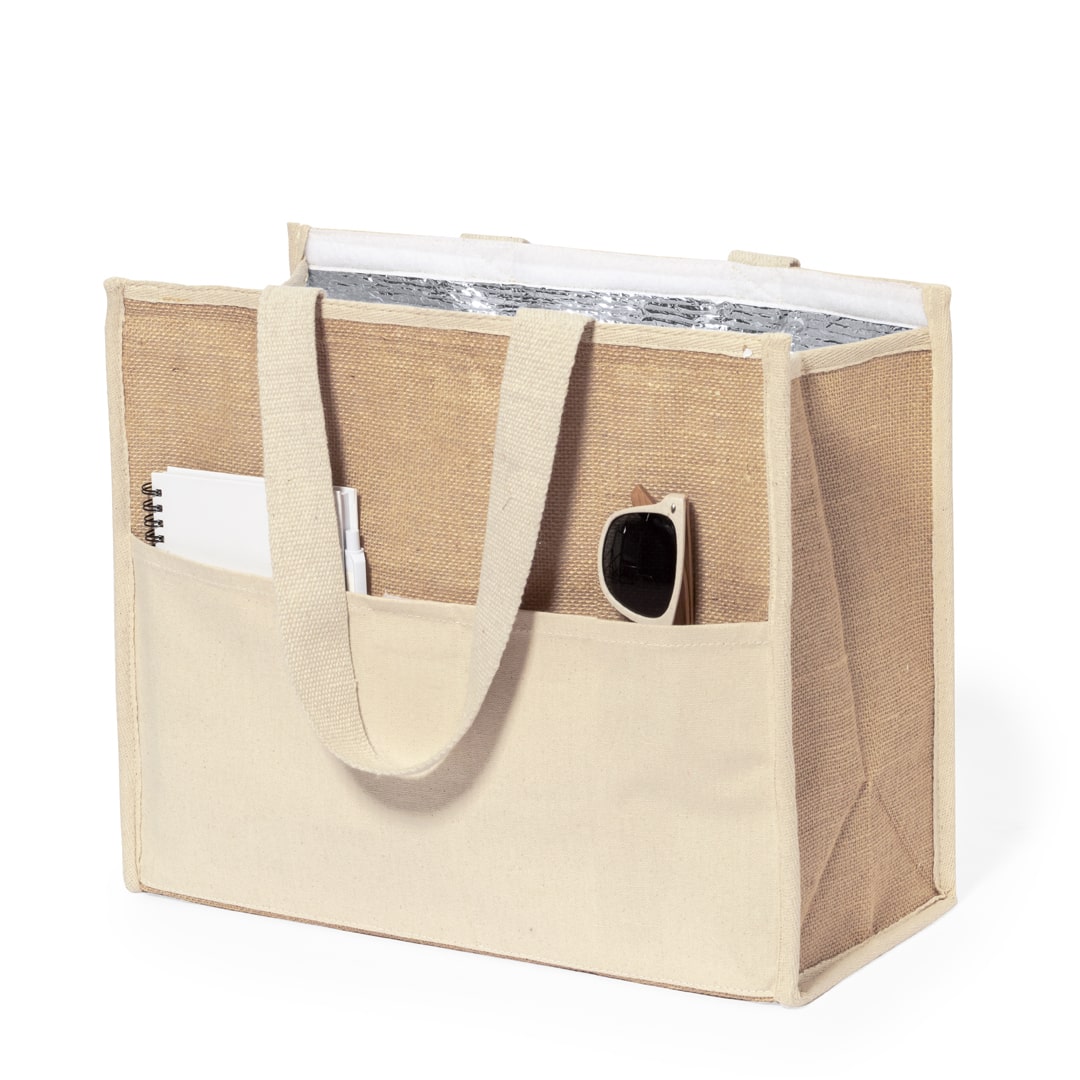 Bolsa nevera ecológica de yute y algodón con interior de aluminio