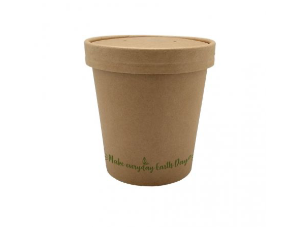 Envases para sopas de cartón "Make everyday earth day" 960ml (32Oz) con tapa (250 uds)