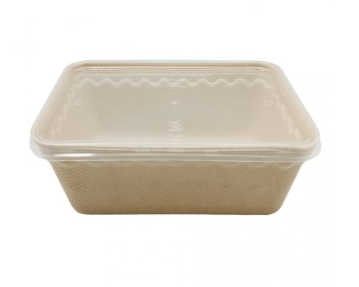 Envases de fibra de trigo Rectangulares con Tapa PP 900ml 173 x 116 x 70mm (300 uds)