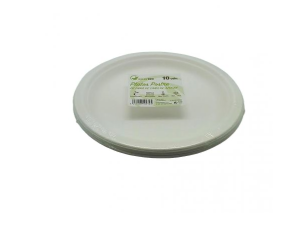Plato postre de fibra de caña de azúcar 170mm (280 uds)