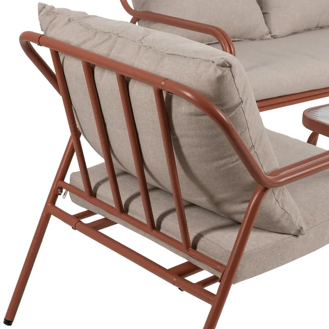 CONJUNTO JARDÍN TERRACOTA ACERO EXTERIOR