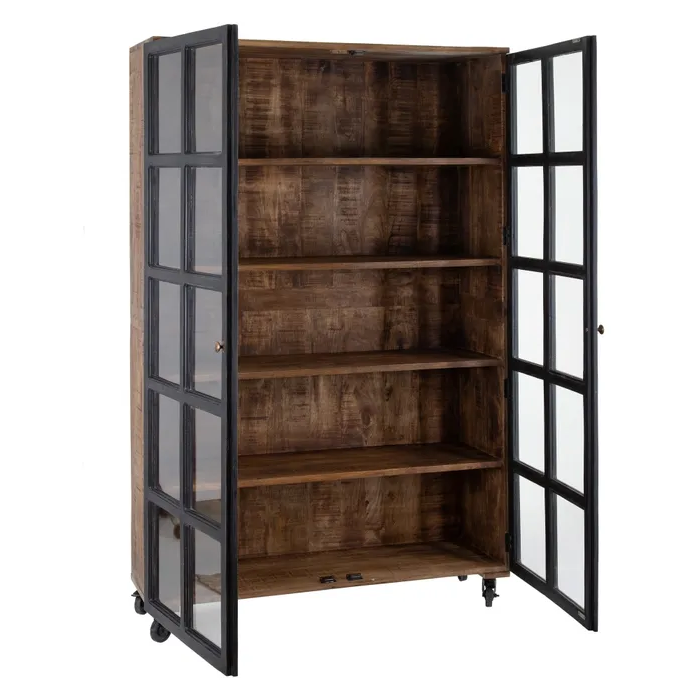 ESCAPARATE NEGRO-NATURAL MADERA DE MANGO