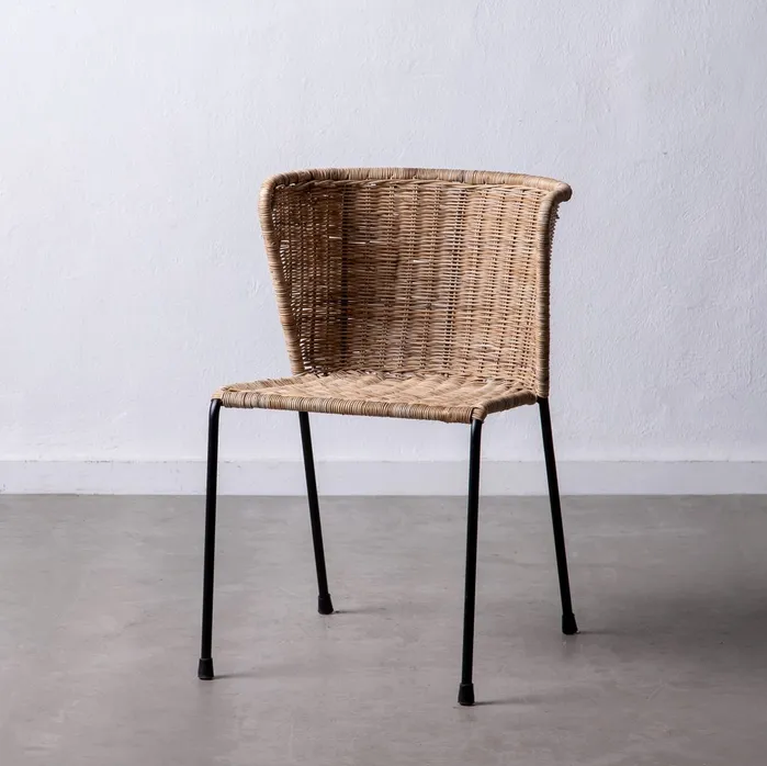 SILLA NATURAL-NEGRO FIBRA NATURAL-METAL