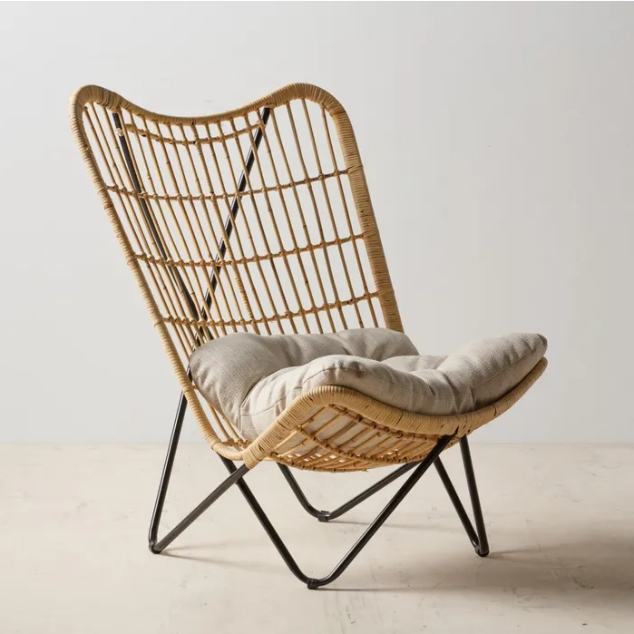 NATURAL-BLACK NATURAL FIBER ARMCHAIR