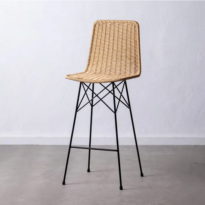 TABURETE NATURAL-NEGRO PP/METAL SALÓN