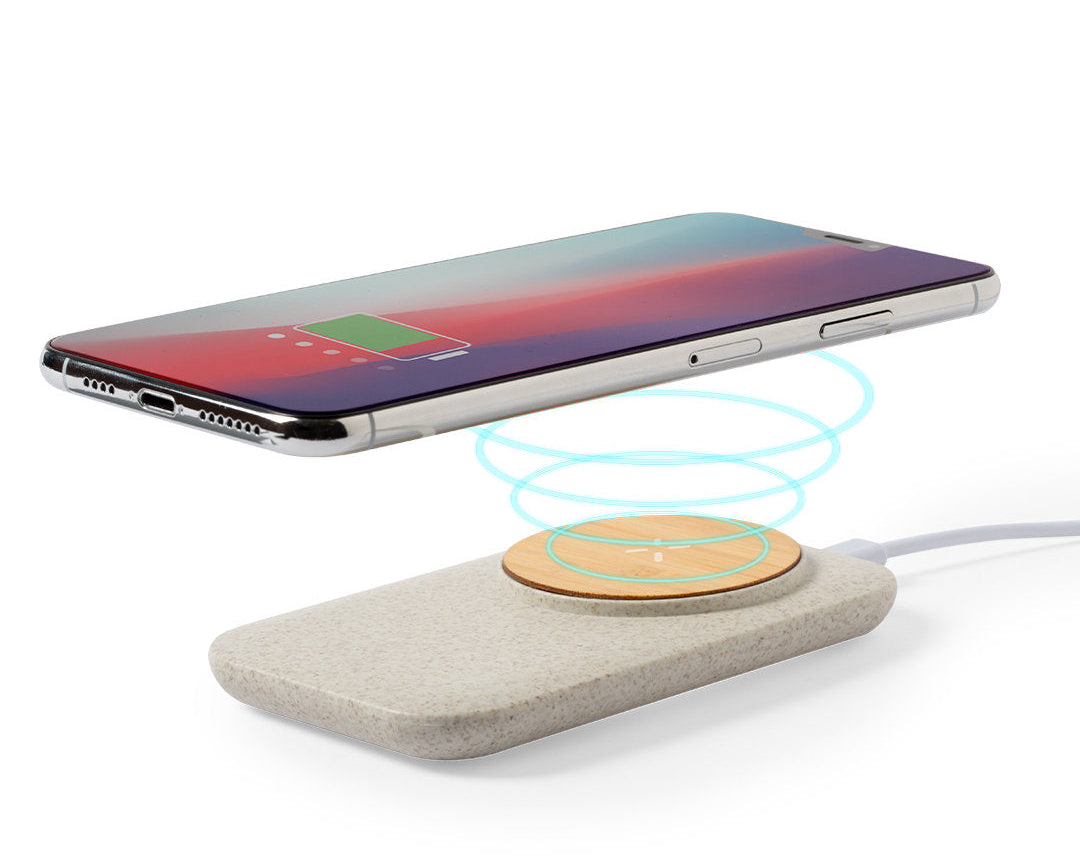 Power bank Inalámbrico en bambú y caña de trigo natural