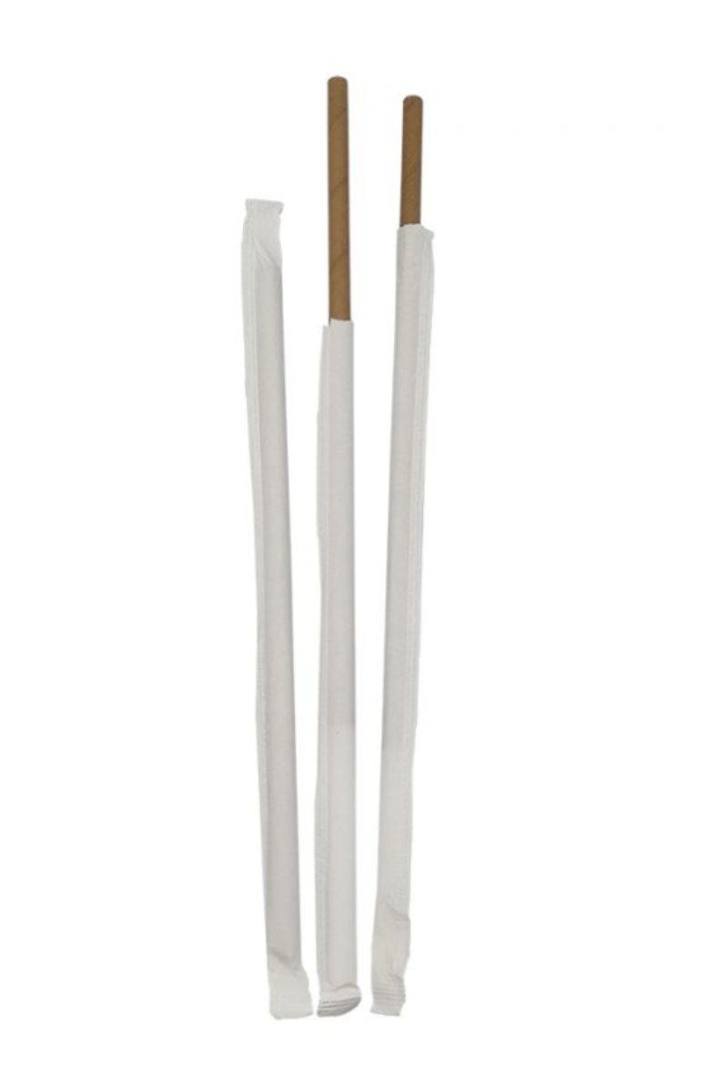 Kraft paper straws, straight, wrapped, 6 x 200 mm (3,500 units)
