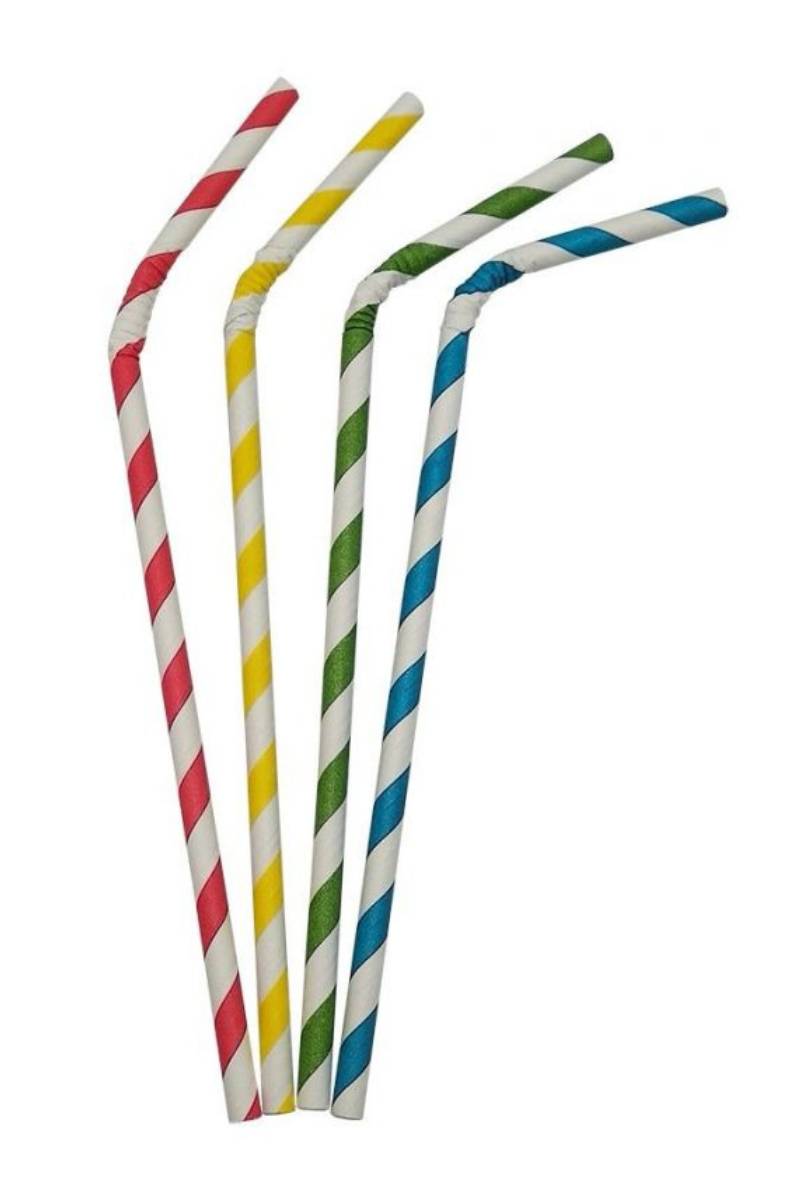 Flexible paper straws Mix 6 x 230mm (3,000 units)