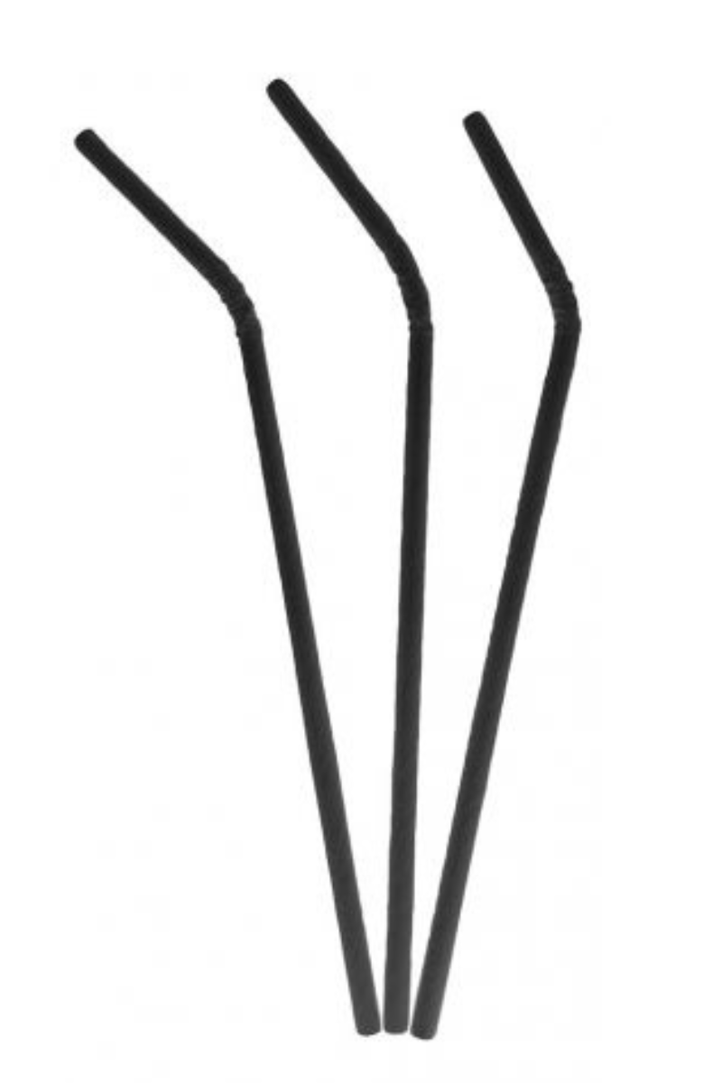 Black flexible paper straws 6 x 230mm (3,000 units)