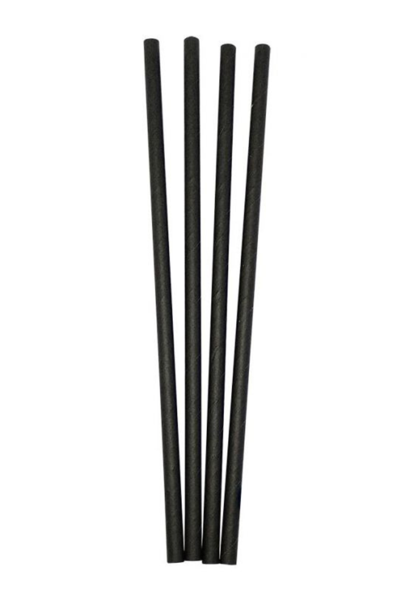 Pajitas de papel rectas negras 8 x 140mm (3.000 uds)