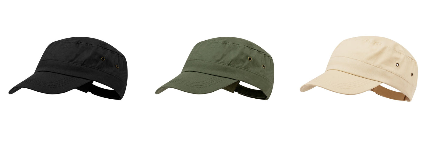 Gorra Militar de Algodón Peinado con Cierre Velcro – Ajuste Cómodo y Estilo Casual