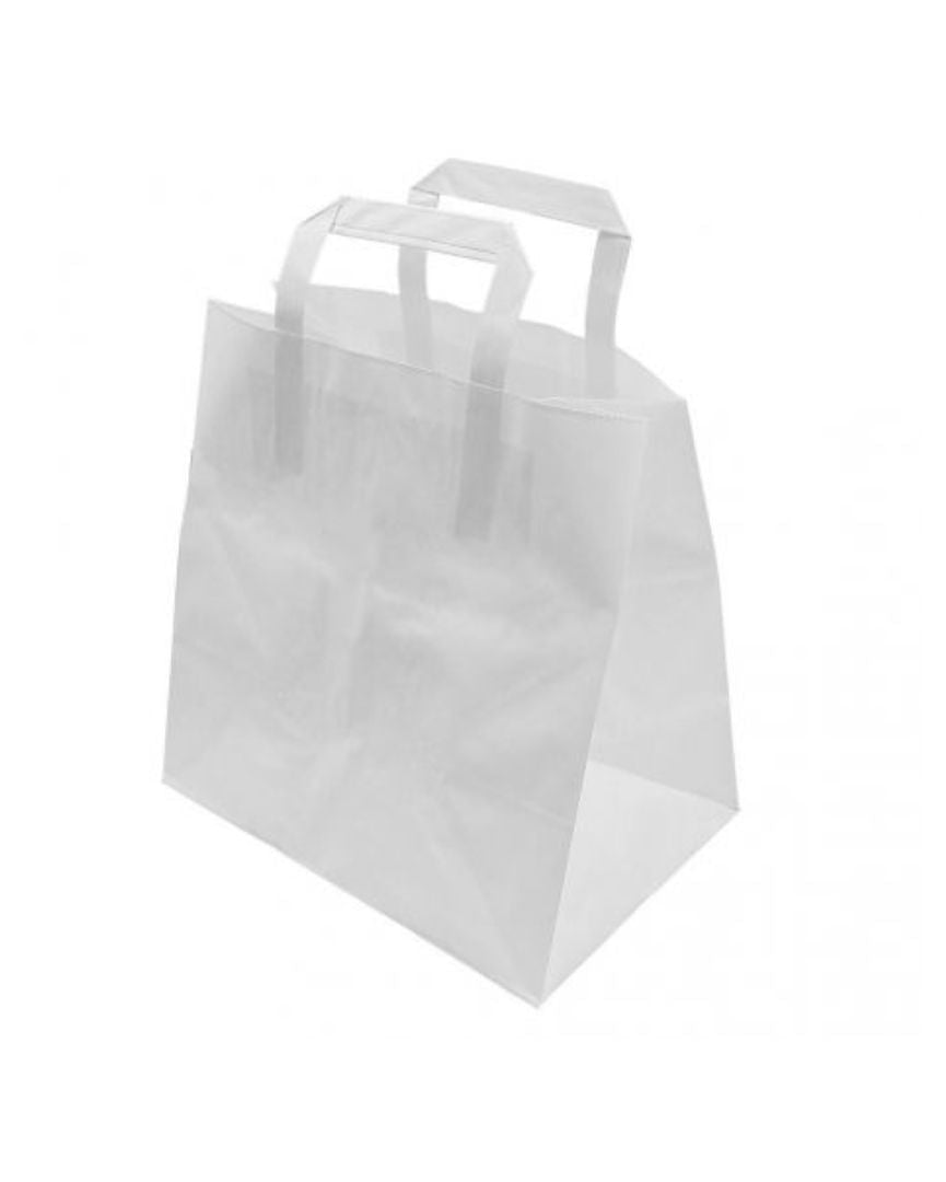 Bolsa Asa Plana base ancha Blanca 32 + 22 x 33cm (250 uds)