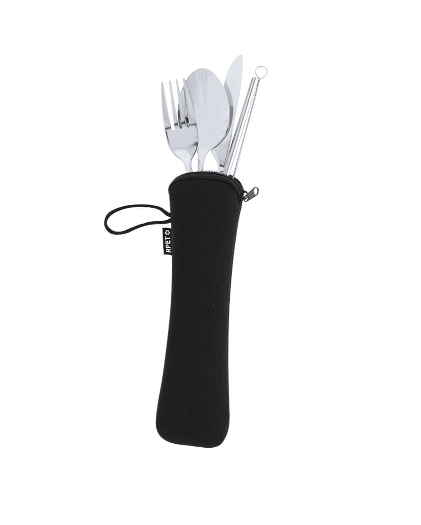 Set de Cubiertos 5 Piezas – Acero Inoxidable con Funda RPET