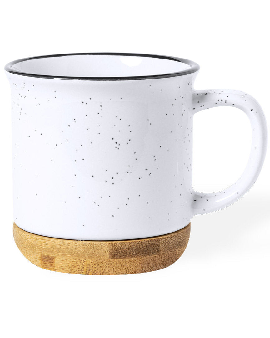 Taza de Cerámica - Estilo Vintage con Base Bambú