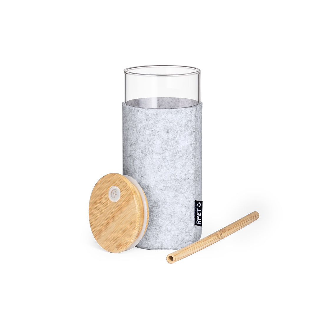 Vaso Eco RPET con Funda de Fieltro y Tapón de Bambú