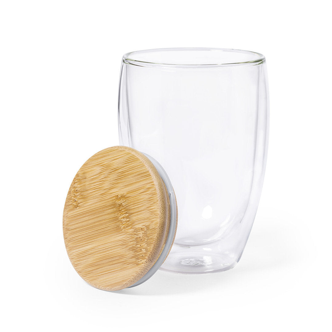 Vaso Térmico EcoNature – Cristal y Bambú, Reutilizable