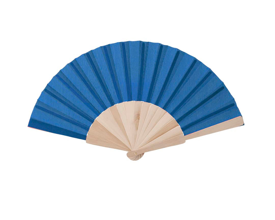 abanico de madera azul