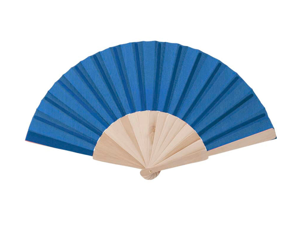 abanico de madera azul