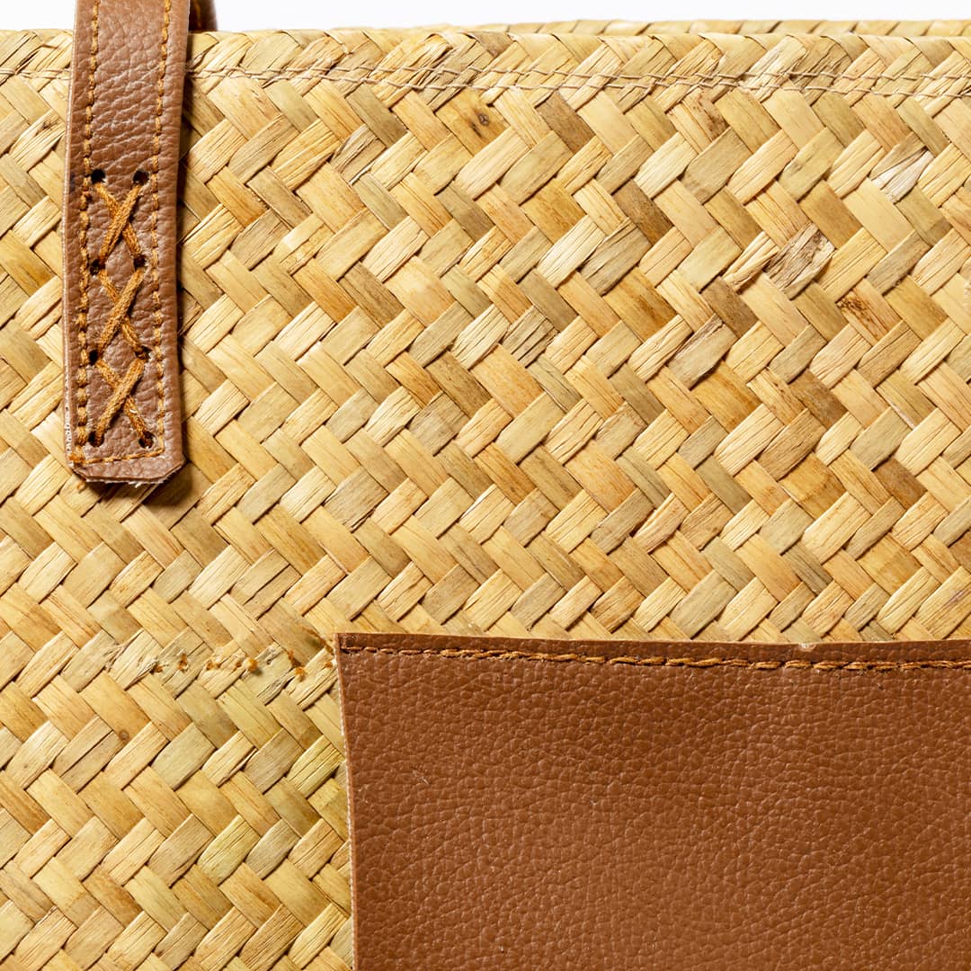 Bolso de paja de línea natural