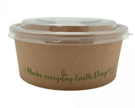 Ensaladeras de cartón "Make everyday earth day" 500cc con tapa (24PAQx12uds: 288 uds)