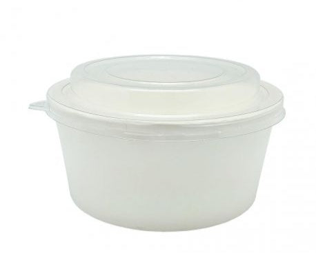 Ensaladeras Blancas de cartón + Tapa 750cc (300 uds)
