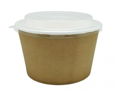 Ensaladeras Kraft + Blanco de cartón + Tapa 1250cc (200 uds)