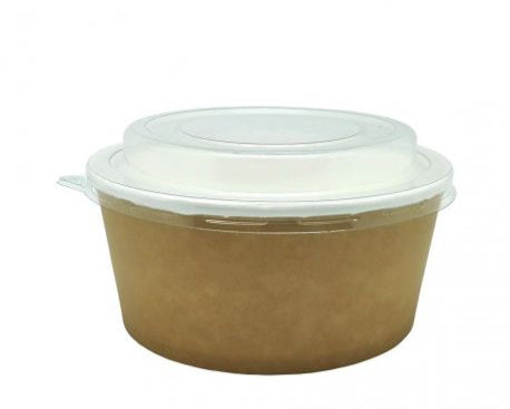 Ensaladeras Kraft + Blanco de cartón + Tapa 750cc (400 uds)
