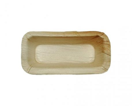 Platos catering de hoja de Palma Rectangulares 130 x 70mm (100 uds)