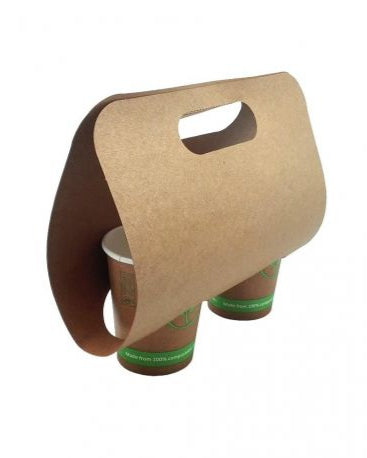 Portavasos de cartón kraft de 2 unidades 240 x 123 x 133mm (400 uds)