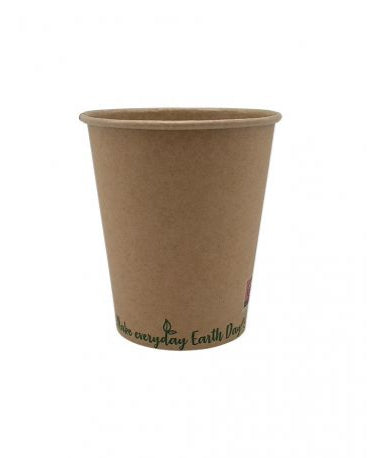 Vasos de papel Kraft "Make everyday earth day" Ø80mm 240ml (8Oz) (1.000 uds)