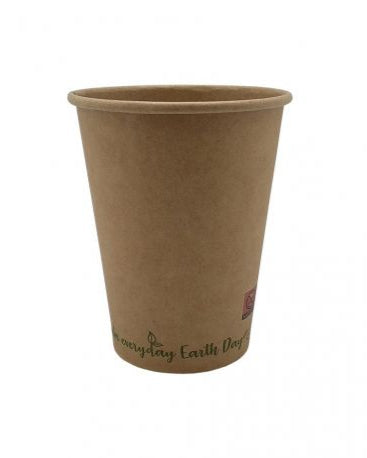 Vasos de papel Kraft "Make everyday earth day" Ø90mm 360ml (12Oz) (1.000 uds)