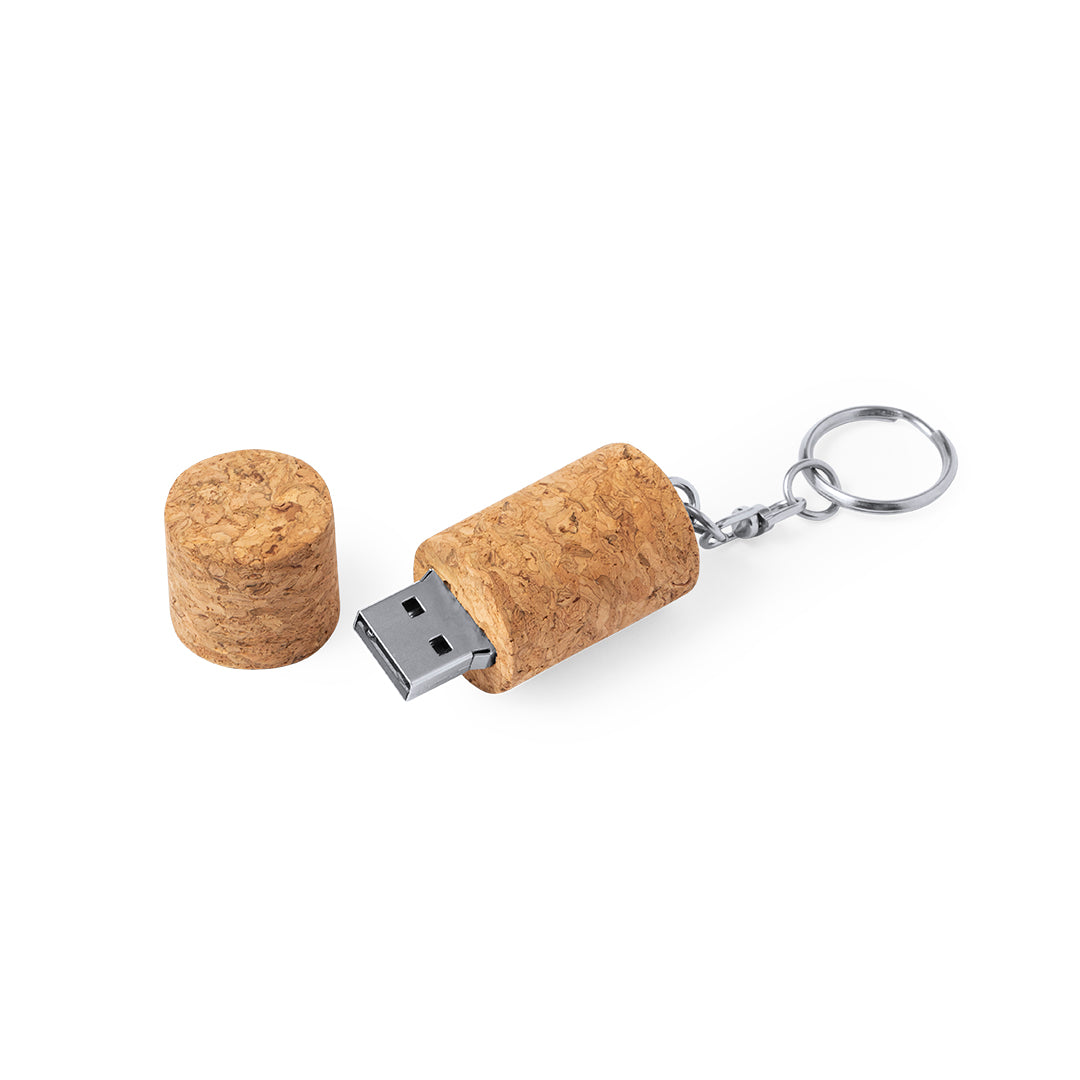Set de bloc de notas, bolígrafo y llavero memoria USB