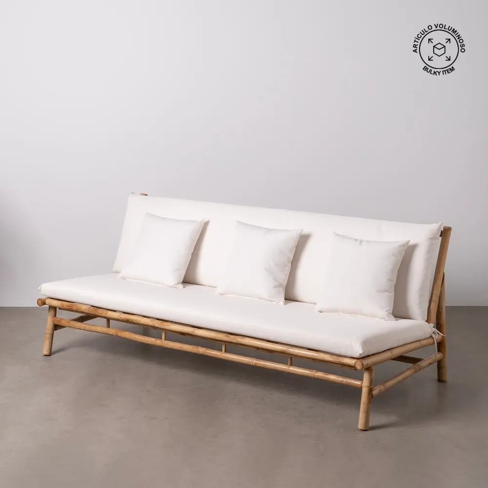 CANAPÉ 3 PLACES EN BAMBOU NATUREL 200 X 86 X 81 CM