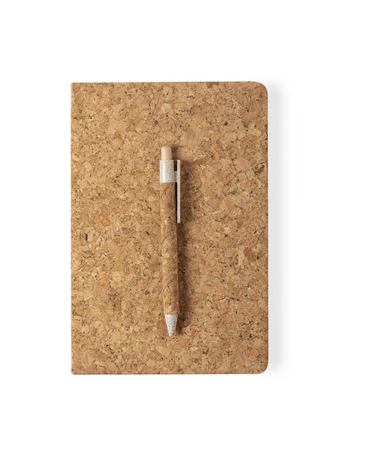 Set de bloc de notas y bolígrafo nature corcho