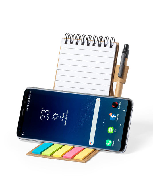 Bloc de notas soporte para móvil con bolígrafo