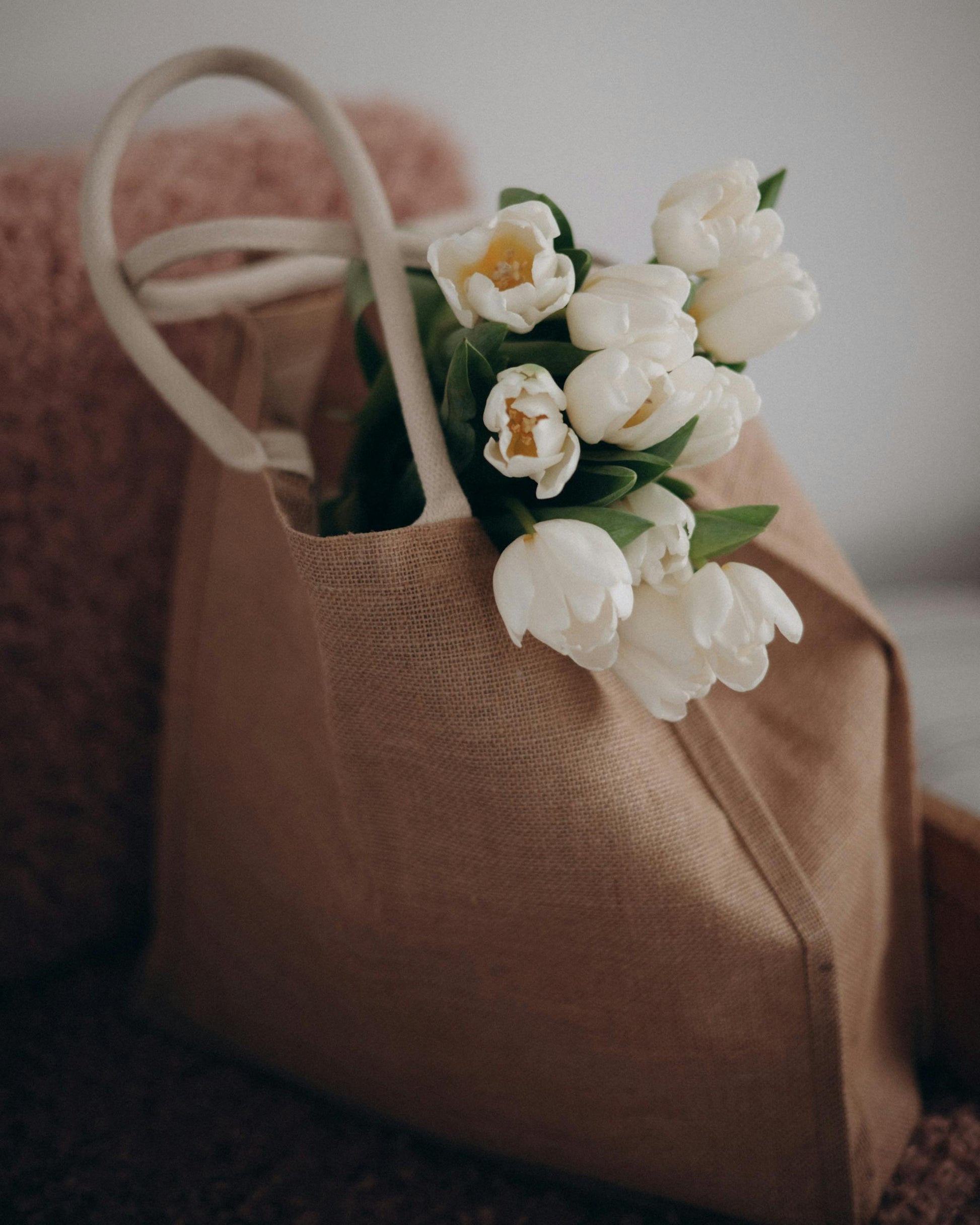Bolsa de yute con asas de algodón