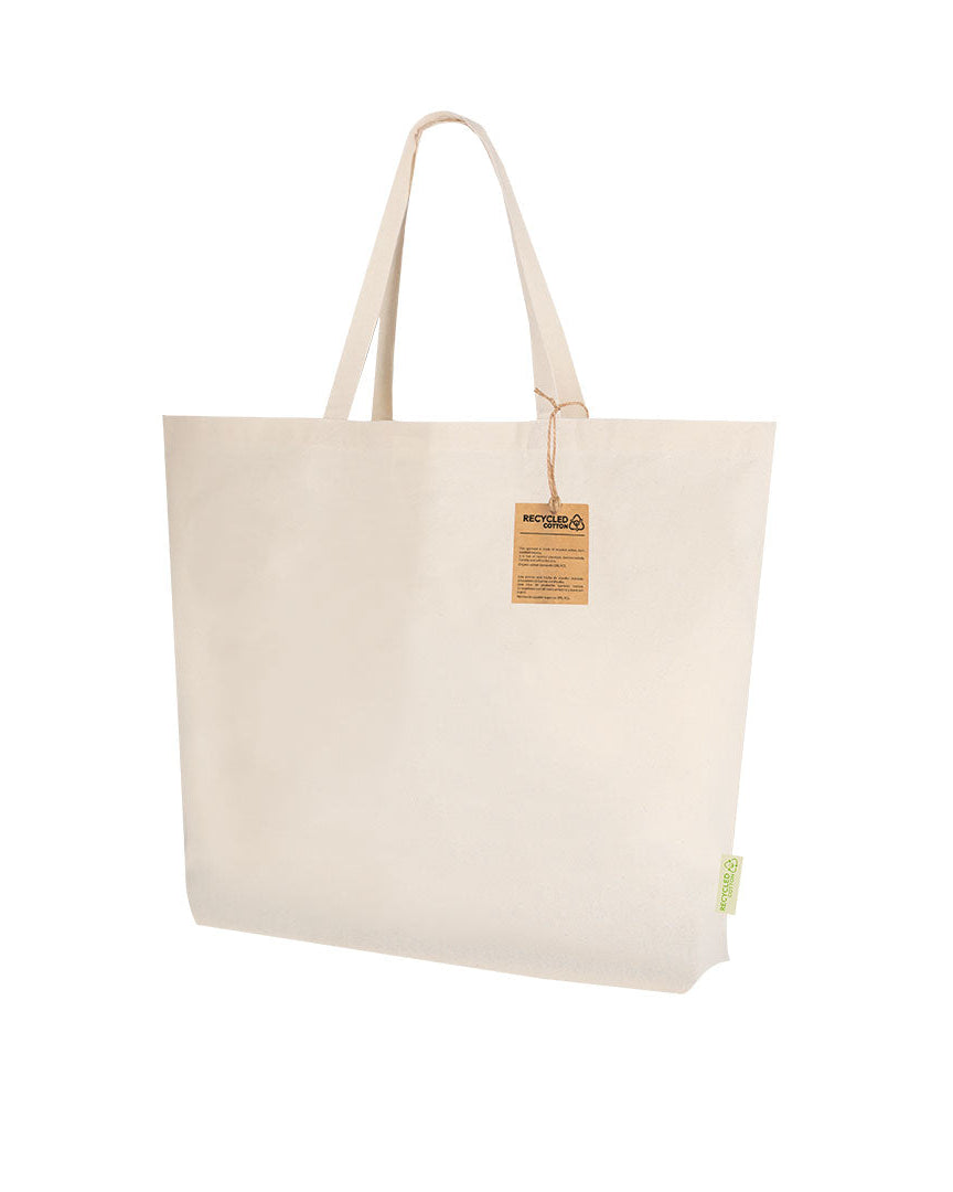 Bolsa de algodón reciclado 220g con fuelle y asas reforzadas