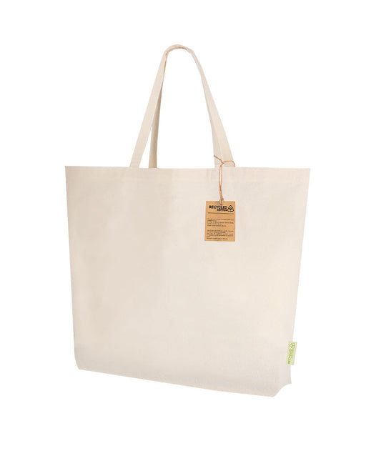 Bolsa de algodón reciclado 220g con fuelle y asas reforzadas