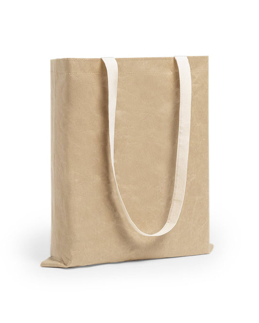 Bolsa de papel reciclado laminado con asas de algodón