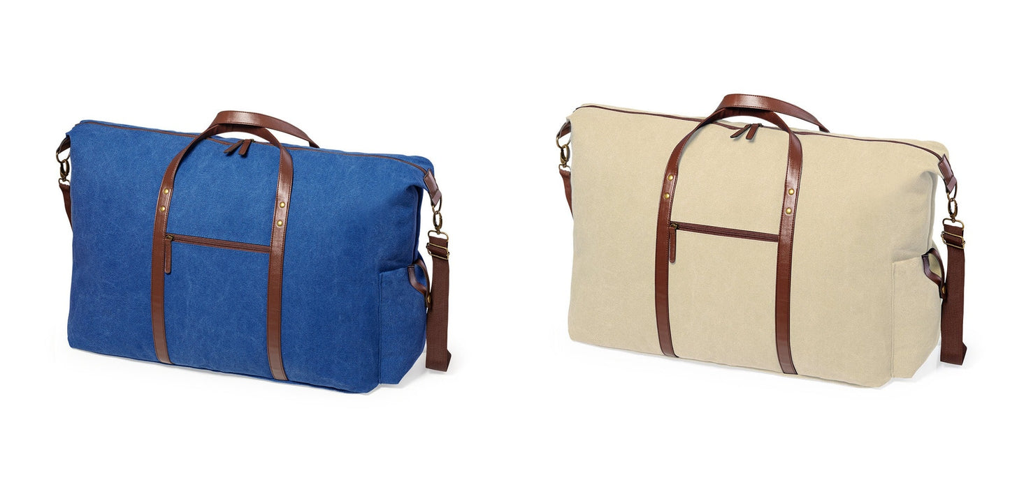 Bolso de canvas con asas en polipiel y bandolera ajustable