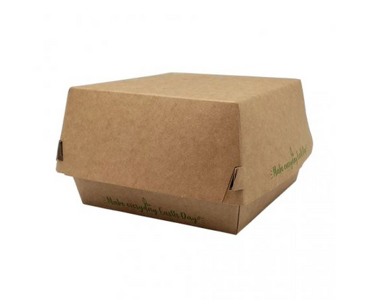 Large hamburger box "Make Everyday Earth Day" 115 x 115 x 75mm (600 units)